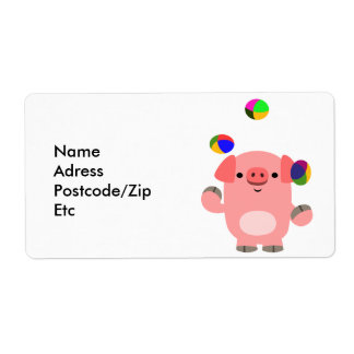 Cute Juggable Cartoon Pig Shipping Label