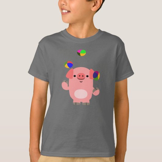 Cute Juggling Cartoon Pig Children T-Shirt (Voorkant)