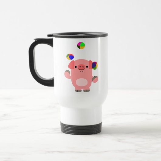 Cute Juggling Cartoon Pig Commuter Mok (Links)