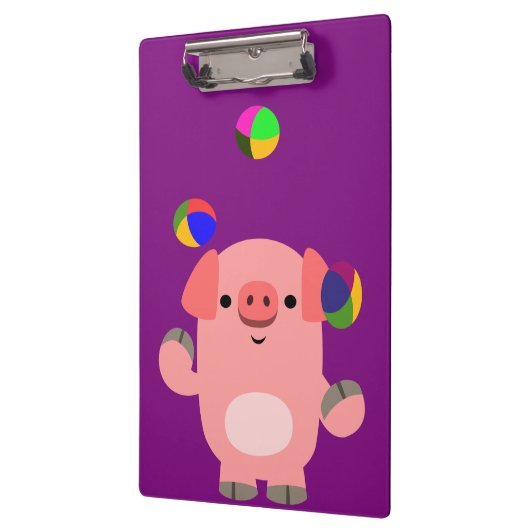 Cute Juggling Cartoon Pig Klembord (Links)