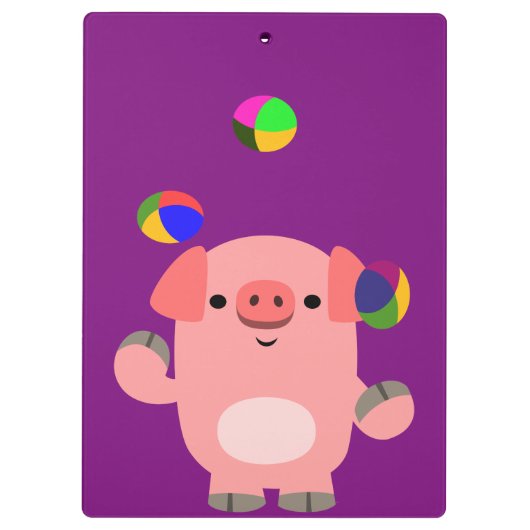 Cute Juggling Cartoon Pig Klembord (Achterkant)