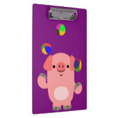 Cute Juggling Cartoon Pig Klembord (Rechts)