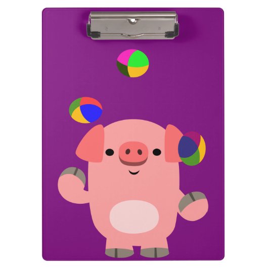 Cute Juggling Cartoon Pig Klembord (Voorkant)