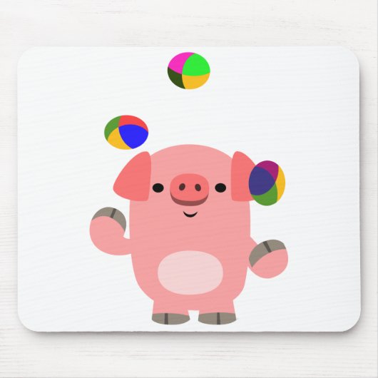 Cute Juggling Cartoon Pig Mousepad Muismat (Voorkant)