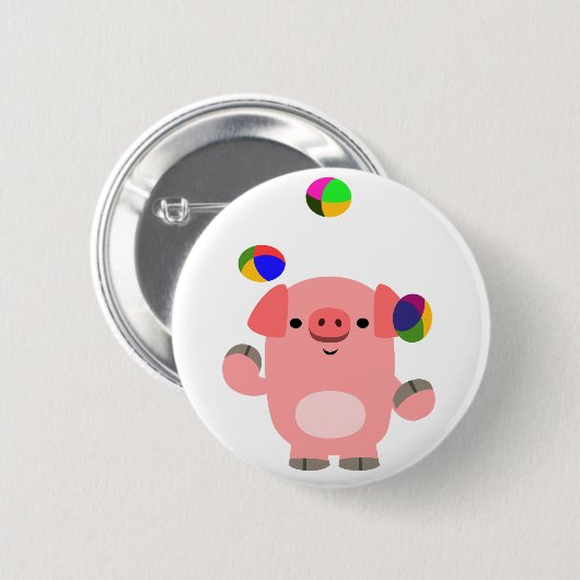 Cute Juggling Cartoon Pig Ronde Button 5,7 Cm (Voorkant /achterkant)