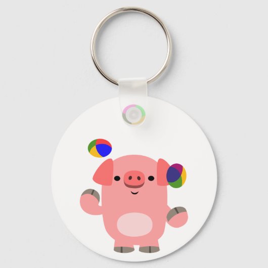 Cute Juggling Cartoon Pig Sleutelhanger (Voorkant)