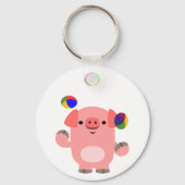 Cute Juggling Cartoon Pig Sleutelhanger (Voorkant)
