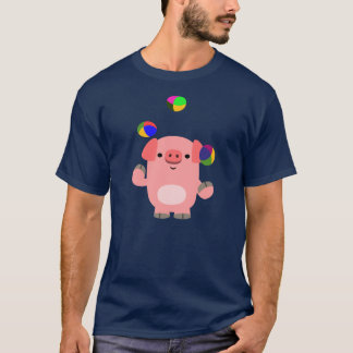 Cute Juggling Cartoon Pig T-Shirt