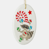 Cute Juggling Raccoon Kinder kerst Keramisch Ornament (Rechts)
