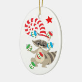 Cute Juggling Raccoon Kinder kerst Keramisch Ornament (Links)