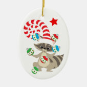 Cute Juggling Raccoon Kinder kerst Keramisch Ornament (Voorkant)