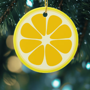 Cute Juicy Citrus Lemon Tropical Fruit Slice Keramisch Ornament