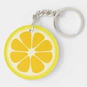 Cute Juicy Citrus Lemon Tropical Fruit Slice Sleutelhanger (Achterkant)