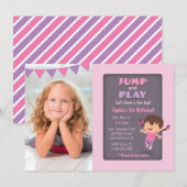 Cute Jump Girl Trampoline Foto Birthday Party Kaart (Voorkant / Achterkant)