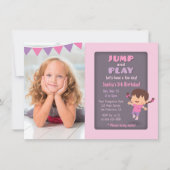 Cute Jump Girl Trampoline Foto Birthday Party Kaart (Voorkant)