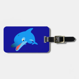 Cute Jumping Cartoon Dolphin Bagagelabel