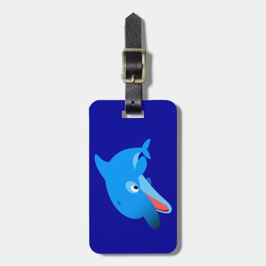 Cute Jumping Cartoon Dolphin Bagagelabel (Voorkant verticaal)