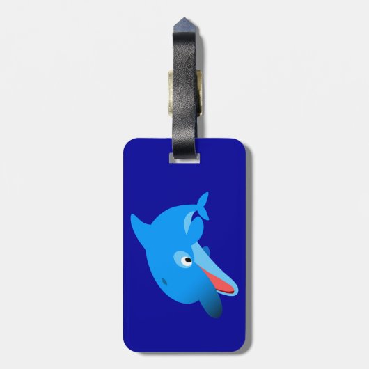 Cute Jumping Cartoon Dolphin Bagagelabel (Achterkant verticaal)