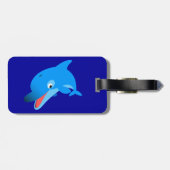Cute Jumping Cartoon Dolphin Bagagelabel (Achterkant horizontaal)
