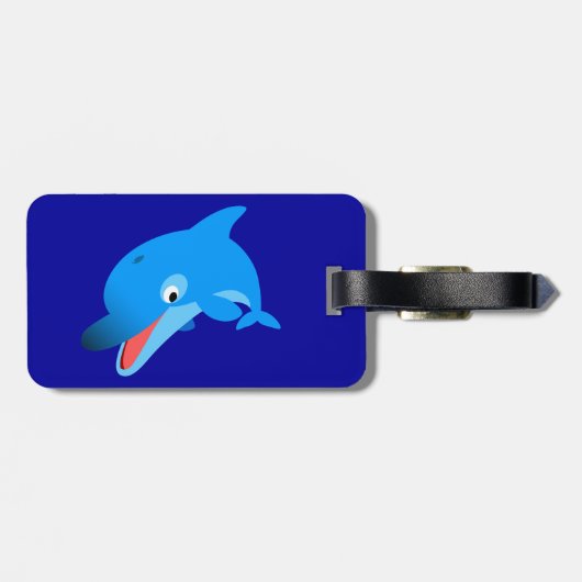 Cute Jumping Cartoon Dolphin Bagagelabel (Achterkant horizontaal)