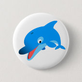 Cute Jumping Cartoon Dolphin Button Badge (Voorkant)
