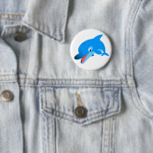 Cute Jumping Cartoon Dolphin Button Badge (In situ)