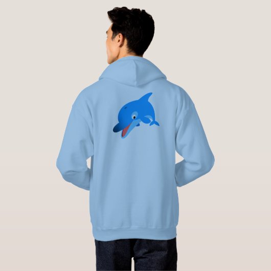 Cute Jumping Cartoon Dolphin Hoodie (Achterkant volledig)