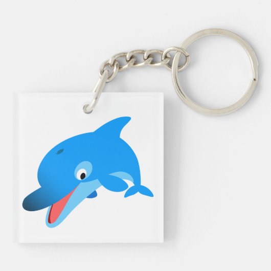 Cute Jumping Cartoon Dolphin Sleutelhanger (Achterkant)