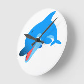 Cute Jumping Cartoon Dolphin Wall Clock Ronde Klok (Hoek)