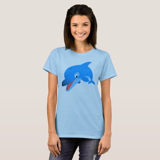 Cute Jumping Cartoon Dolphin Women T-Shirt (Voorkant volledig)