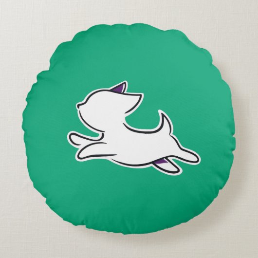 Cute Jumping Dog – Kids Rond Kussen (Voorkant)