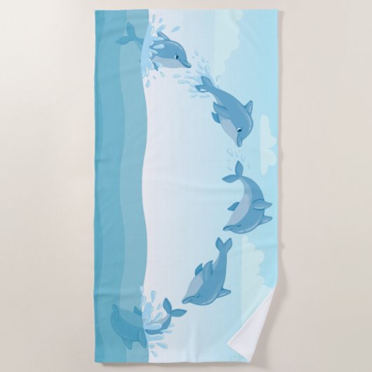 Cute Jumping Dolphins Strandlaken (Voorkant)