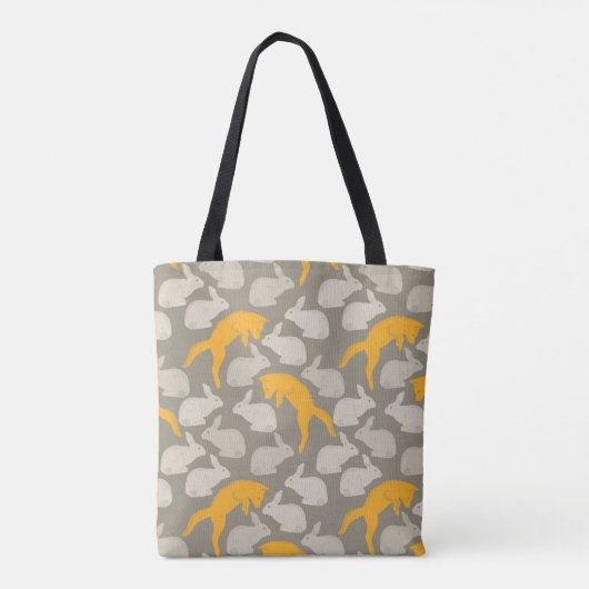 Cute Jumping Fox- en konijnenmonogram Tote Bag (Achterkant)