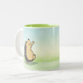 Cute Jumping Hedgel Green Tweekleurige Koffiemok (Voorkant links)