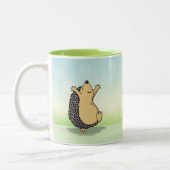 Cute Jumping Hedgel Green Tweekleurige Koffiemok (Links)