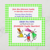 Cute Jumping Kinder Family Reunion Invitation Kaart (Voorkant / Achterkant)