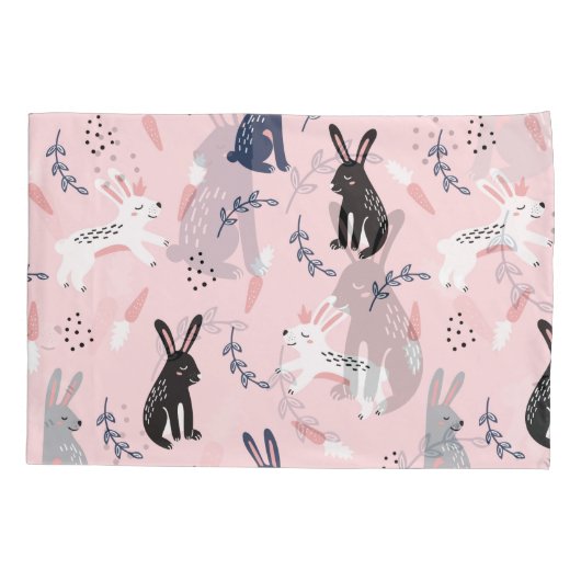Cute Jumping Rabbits Kussensloop (Achterkant)
