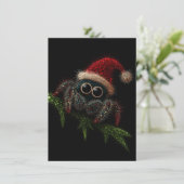 Cute Jumping Spider Christmas Cards Feestdagenkaart (Staand voorkant)