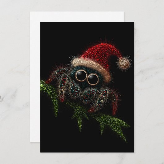Cute Jumping Spider Christmas Cards Feestdagenkaart (Voorkant / Achterkant)