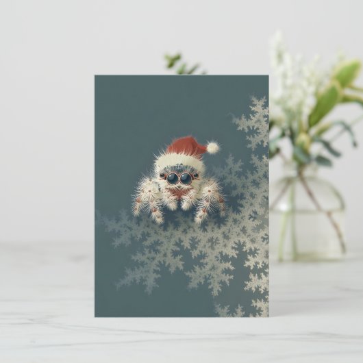 Cute Jumping Spider Christmas Cards Feestdagenkaart (Staand voorkant)