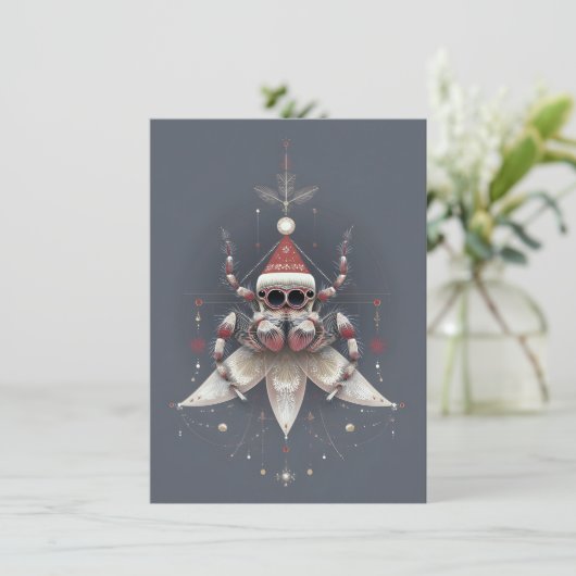 Cute Jumping Spider Christmas Cards Feestdagenkaart (Staand voorkant)
