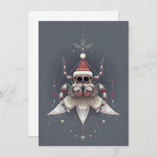 Cute Jumping Spider Christmas Cards Feestdagenkaart (Voorkant / Achterkant)