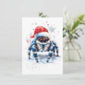 Cute Jumping Spider Christmas Cards Feestdagenkaart (Staand voorkant)