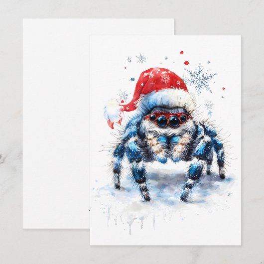 Cute Jumping Spider Christmas Cards Feestdagenkaart (Voorkant / Achterkant)