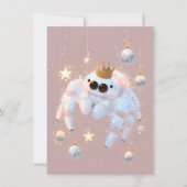 Cute Jumping Spider Pink Christmas Cards Feestdagenkaart (Voorkant)