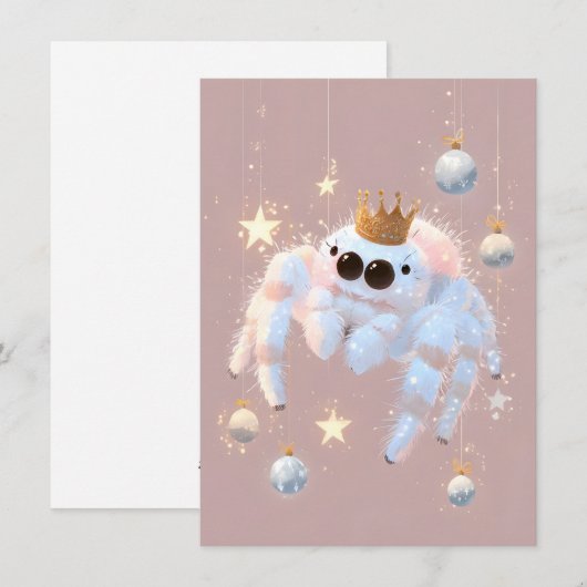 Cute Jumping Spider Pink Christmas Cards Feestdagenkaart (Voorkant / Achterkant)
