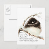 Cute Junco Bird, Scripture, Matt 11:28, Rest Briefkaart (Voorkant / Achterkant)