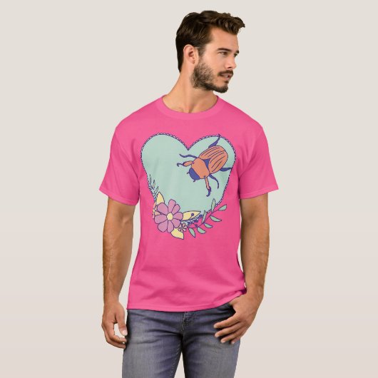 Cute June Bug Art - Insect with Heart en T-shirt (Voorkant volledig)