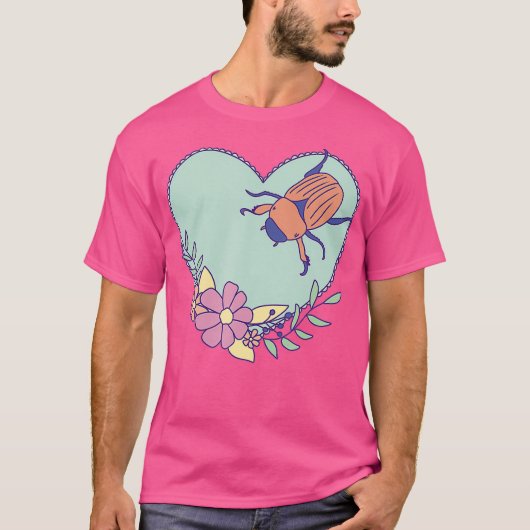 Cute June Bug Art - Insect with Heart en T-shirt (Voorkant)