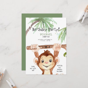 Cute Jungle Aap Jongens Verjaardagsfeestje Kaart